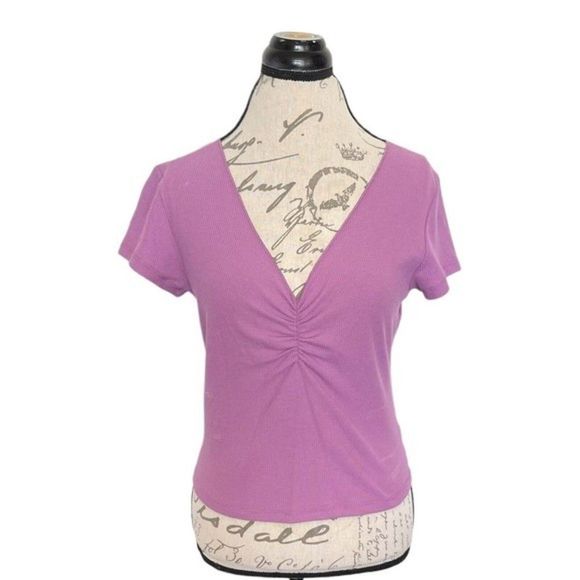 Target Wild Fable Womens Blouse Pleated Boho Top Sz XL Short Sleeves Soft Girl - Picture 5 of 12